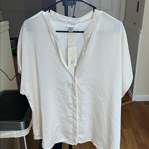 a new day Cream V-Neck Dolman Short Sleeve Blouse